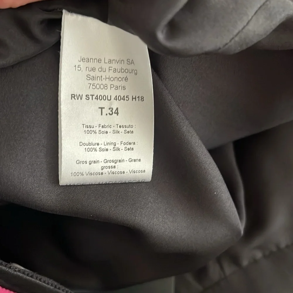 LANVIN black with pink raw edge layered silk midi skirt XXS NEW - Picture 6 of 6